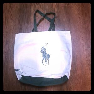 Green and white polo bag